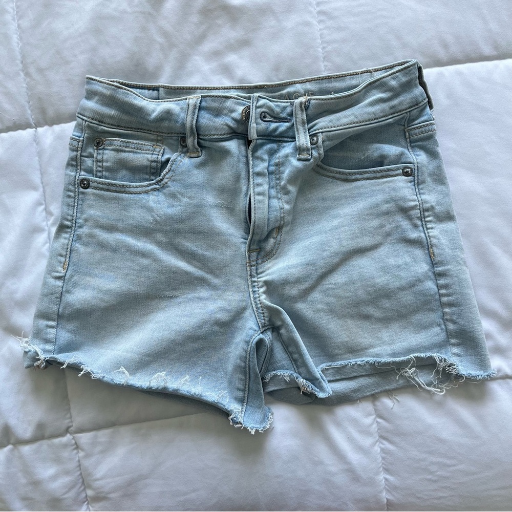American Eagle Outfitters Blue Jean Shorts Distressed Cut-Off (Size 4)